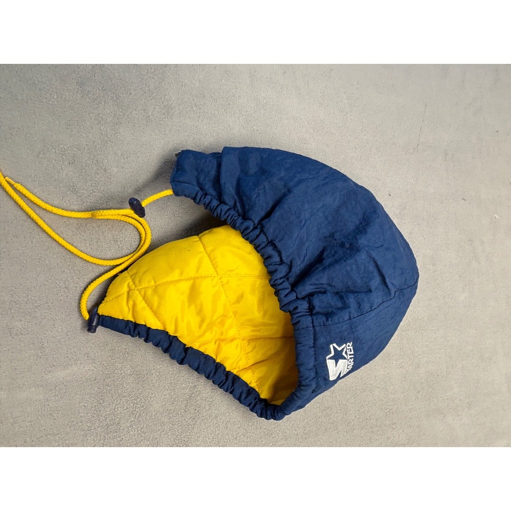 Vintage Starter Replacement Hood Navy Blue Yellow Quilted Zipper Attachment